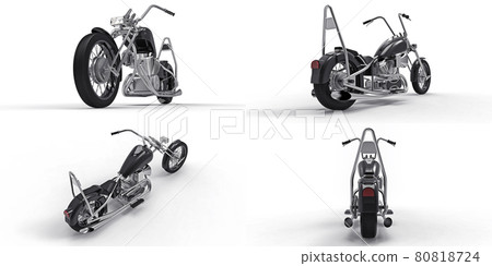 3d illustration. Classic custom motorbike. 3d rendering. 3d illustration. Classic custom motorbike. 3d rendering. 80818724