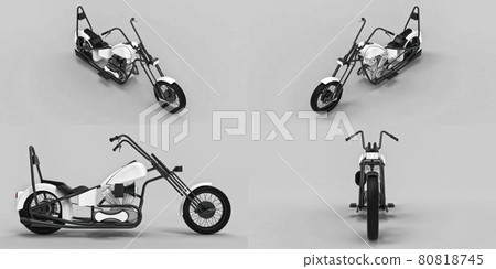 3d illustration. Classic custom motorbike. 3d rendering. 3d illustration. Classic custom motorbike. 3d rendering. 80818745