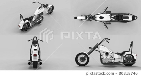 3d illustration. Classic custom motorbike. 3d rendering. 3d illustration. Classic custom motorbike. 3d rendering. 80818746