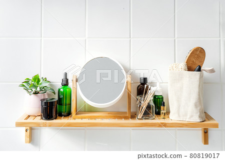 Sustainable organic cosmetics in bathroom Sustainable organic cosmetics in bathroom 80819017