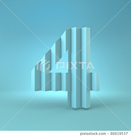 Cold blue font Number 4 FOUR 3D 80819537