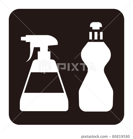 用於噴霧和液體洗滌劑的簡單白色方形圖標 80819580