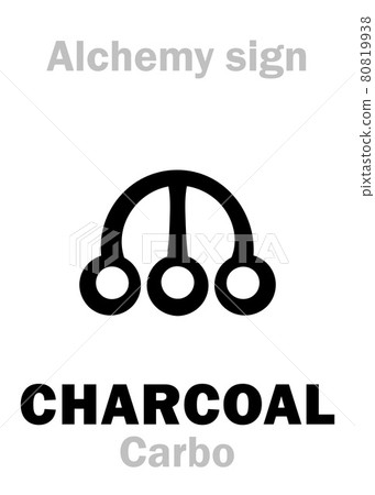 Alchemy Alphabet: COAL / CHARCOAL (Carbo, Carbon), prehistoric black rock, composed of carbon (and impurities) and burned for fuel. Chemical formula=[C]+ impurities. 80819938