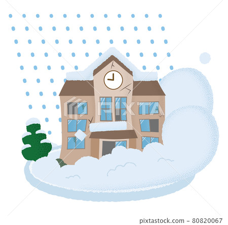 Vector illustration of a school suffering from an avalanche Vector illustration of a school suffering from an avalanche 80820067