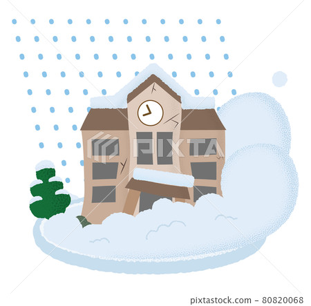 Vector illustration of a school suffering from an avalanche 80820068