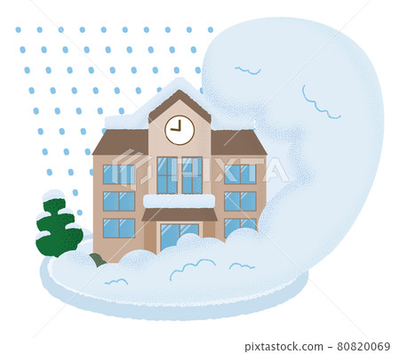 Vector illustration of a school suffering from an avalanche Vector illustration of a school suffering from an avalanche 80820069