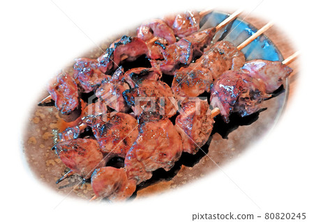 常見且簡單的烤雞肉串“肝”水彩風格圖片字母 常見且簡單的烤雞肉串“肝”水彩風格圖片字母 80820245