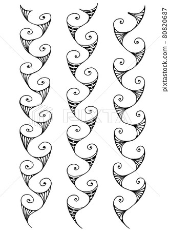 Hand-painted line pattern / Uzumaki set 80820687