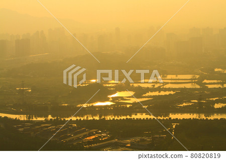 a view at Kai Kung Leng,  fish pond of Nam Sang Wai, Yuen Long 80820819
