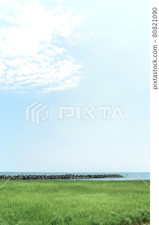 Blue sky, meadow and sea Blue sky, meadow and sea 80821090