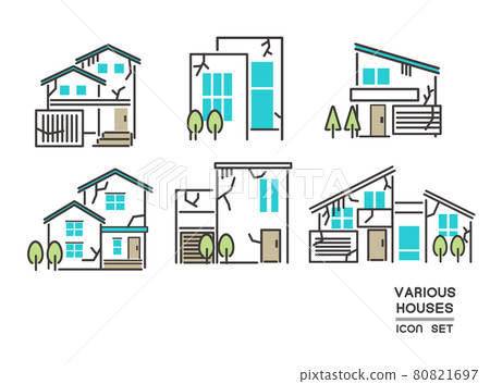 矢量插畫素材/圖標/房子/老化的房子，老房子，廢棄的房子 80821697