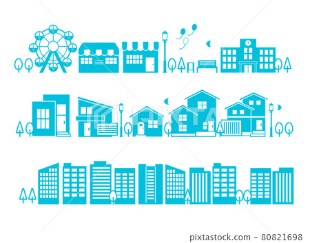 Simple and cute cityscape vector illustration material / house / house / silhouette 80821698