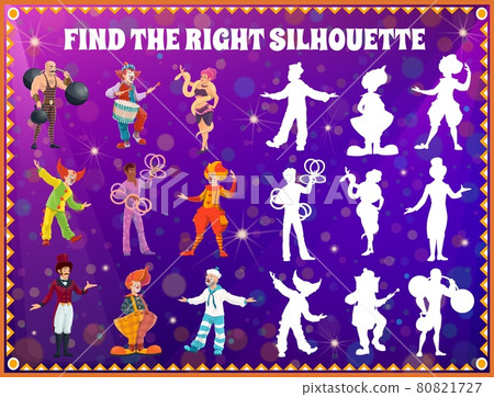 Shadow match kids game with circus performers Shadow match kids game with circus performers 80821727