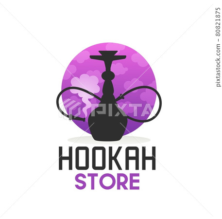 Hookah store icon with shisha, pipe and smoke 80821875
