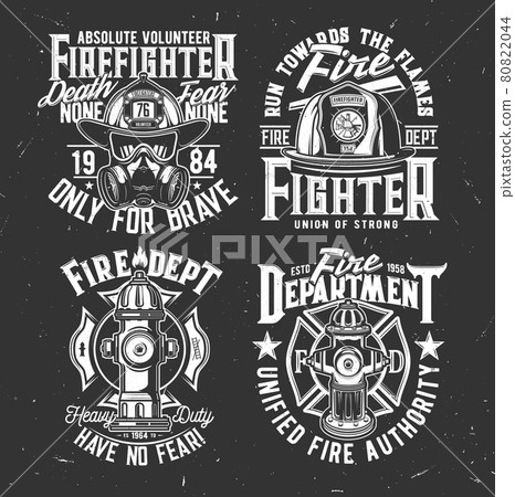 Firefighter helmet, mask and hydrant t-shirt print 80822044