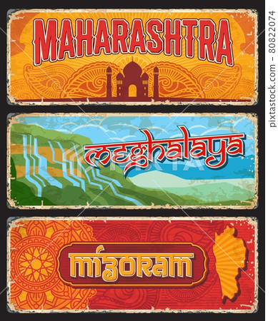Maharashtra, Meghalaya and Mizoram Indian states 80822074