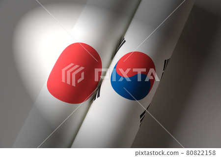 Image of national flag Japan Korea Image of national flag Japan Korea 80822158