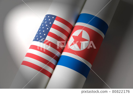 Image of national flag America North Korea 80822176