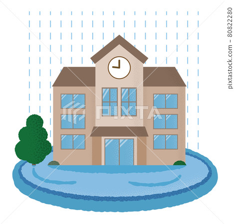 Vector illustration of a school suffering from flood Vector illustration of a school suffering from flood 80822280