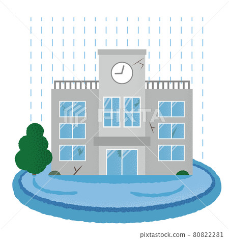Vector illustration of a school suffering from flood 80822281