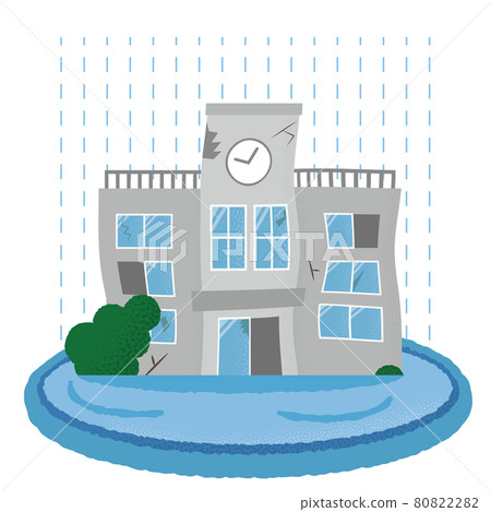 Vector illustration of a school suffering from flood Vector illustration of a school suffering from flood 80822282