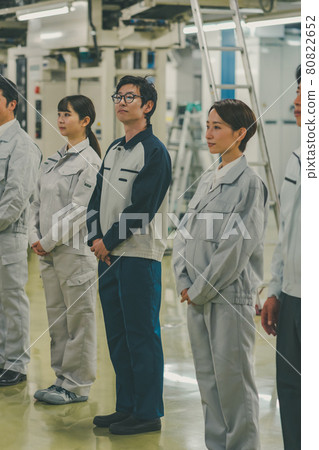 Factory morning assembly Factory morning assembly 80822652