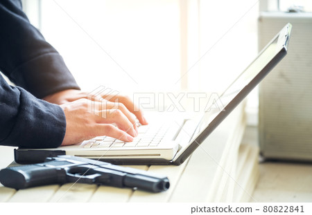Computers are used by black hackers to steal or attack data on servers. Cybercrime on the internet is a growing problem. Work in a secure facility. 80822841