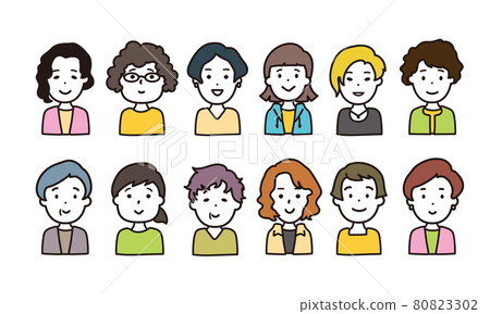 Simple and pop female upper body icon illustration 80823302