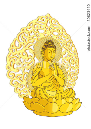 金菩薩佛像手繪插畫 80823460