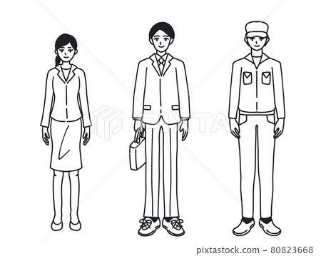 Office worker line drawing Office worker line drawing 80823668