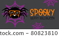 Cute Boy Spider With Orange glasses - Halloween hand drawn on t-shirt design, greeting card or poster design Background Vector Illustration.. 80823810