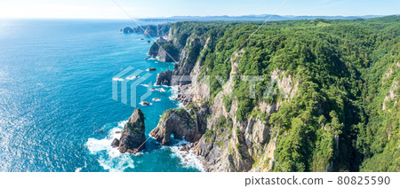 "Iwate Prefecture" Sanriku Reconstruction National Monument Aerial view of the cliffs of Kitayamazaki, Iwate Prefecture "Iwate Prefecture" Sanriku Reconstruction National Monument Aerial view of the cliffs of Kitayamazaki, Iwate Prefecture 80825590