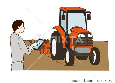 Agriculture, farmers, tractors, agricultural robots, illustrations 80825930