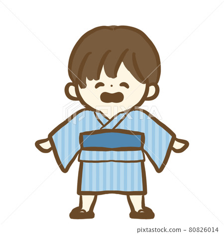 一個身著浴衣的男孩，前面 80826014