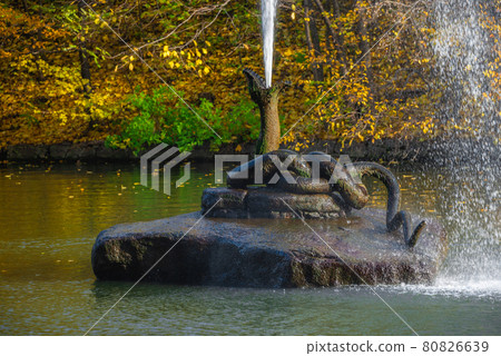 Snake fountain in the Sofiyivsky arboretum. Uman, Ukraine 80826639