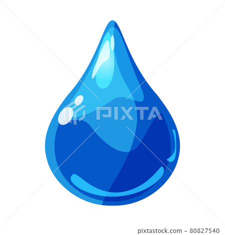 Drop blue shiny glossy colorful game asset. Aqua, jelly, crystal, glass drip, bubble shot elements. Cartoon vector GUI app 80827540