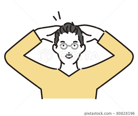 Simple illustration vector illustration of a man doing a scalp massage Simple illustration vector illustration of a man doing a scalp massage 80828196