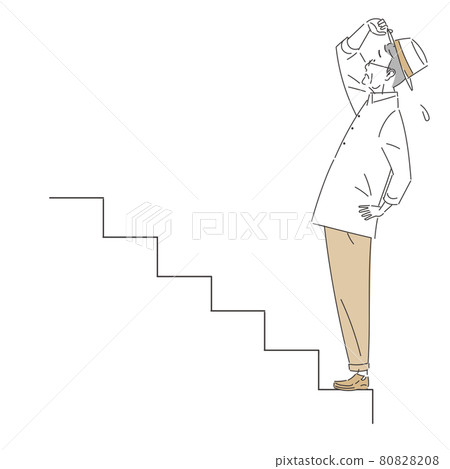 Elderly man who does not climb the stairs 80828208