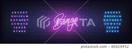 Bingo neon template. Glowing neon lettering Bingo-插圖素材 [80829452] - PIXTA圖庫