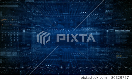 Digital Cyberspace with Particles and Digital Data Network Connections. High-Speed Connection and Data Analysis Technology Digital Background Concept. 80829727