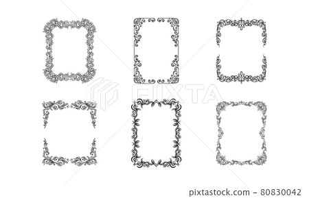 Black Ornate Frames with Filigree Swirls Vector Set Black Ornate Frames with Filigree Swirls Vector Set 80830042