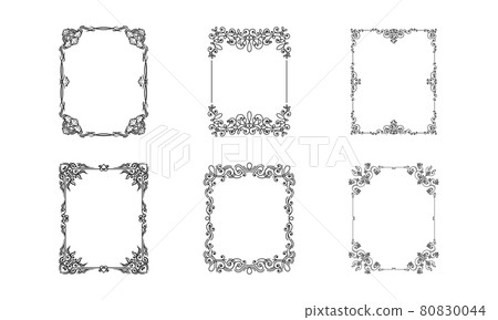 Black Ornate Frames with Filigree Swirls Vector Set Black Ornate Frames with Filigree Swirls Vector Set 80830044