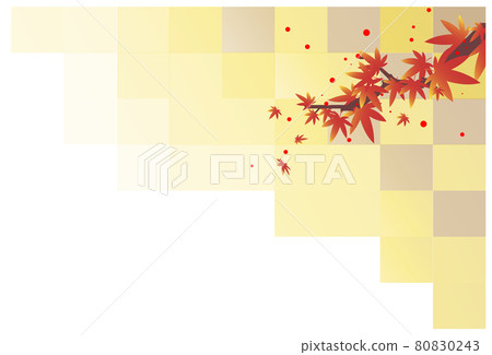 Branches of autumn leaves with a Japanese-style background 80830243