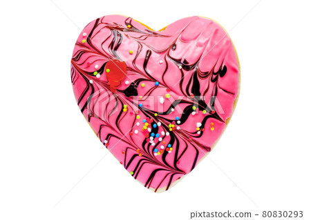 Heart shaped donut isolated on white background 80830293