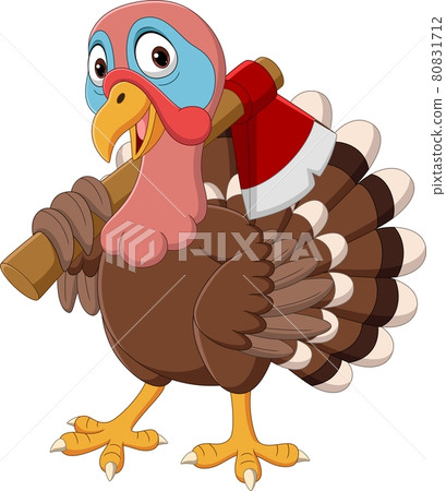 Cartoon turkey holding an axe Cartoon turkey holding an axe 80831712