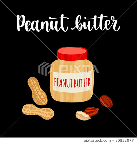 Peanut butter in a jar with peanuts around. Healthy nutrition product. Peanut butter in a jar with peanuts around. Healthy nutrition product. 80832077