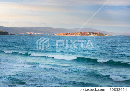 Panorama of Old City, Nessebar, Bulgaria at sunset 80832654