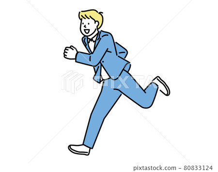 Illustration of a running office worker (step up, motivation, leap, ambition, promotion, enthusiasm, effort) 80833124
