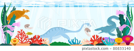 Cretaceous sea dinosaurs banner type 80833140