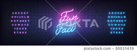 Fun Fact neon template. Glowing neon lettering Fun Fact sign Fun Fact neon template. Glowing neon lettering Fun Fact sign 80833439